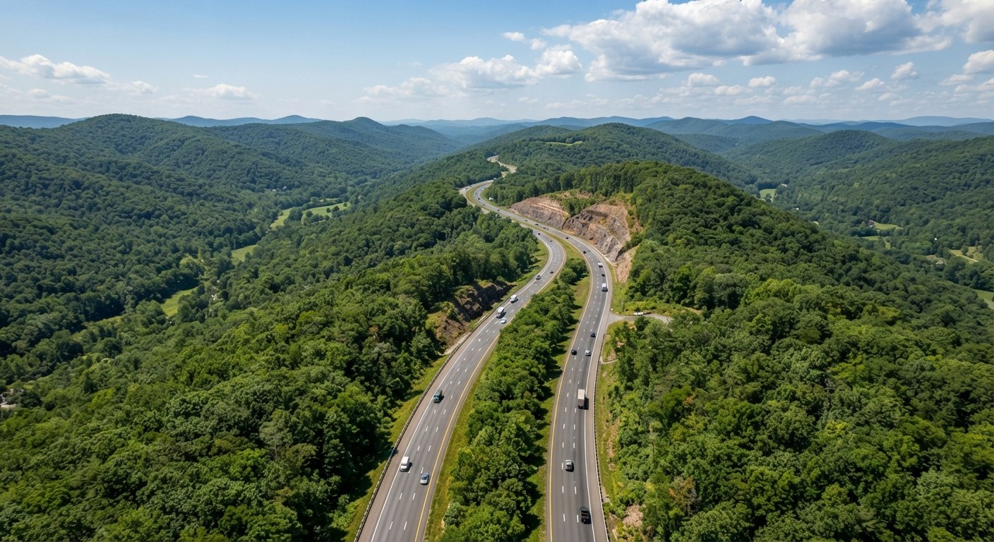Highway through open country